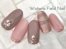 ウィスタリアフィールドネイル MONAD店(WISTARIA FIELD)/チェック　ピンクゴールドパーツ