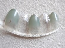 ネイルサロン ブランシュール(Nail Salon Blancheur)/ミントグレーのシルバーレース