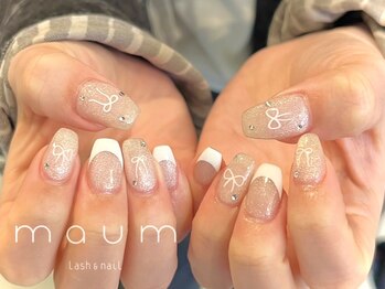 マウム(maum)/リボン×白フレンチ