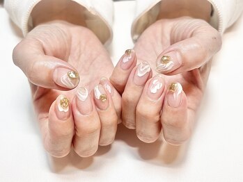 ホワイトマーブル×ゴールド