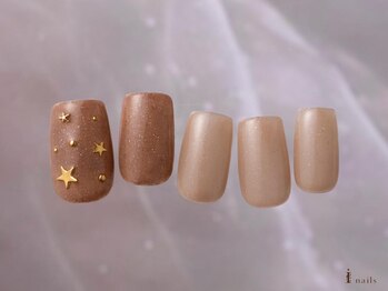 ブラウン冬シンプルネイル