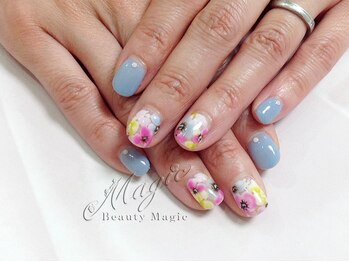 ネイルサロン ビューティーマジック 川口店/ 手描きフラワーネイル