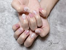 ワイネイル(Y.nail)/お花といちごのぷっくりネイル