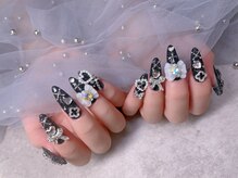 スノーネイルサロン 新宿店(Snow nail salon)/黒クロスハートリボン