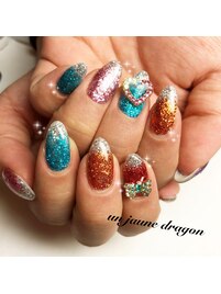 カラフル☆グリッターネイル