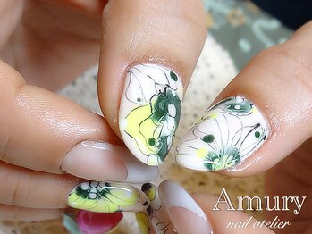 アミュリー ネイル アトリエ(Amury nail atelier)/手書きジェルフラワーアート♪