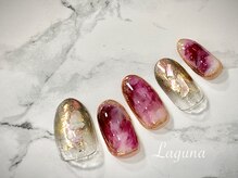 ラグウナ(Laguna)/ボルドーのタイダイネイル