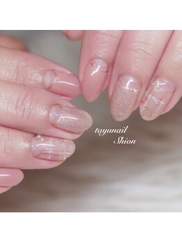たゆ ネイル(たゆnail)/パラジェル手書きチェックネイル