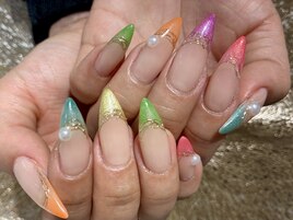 カラフルフレンチネイル