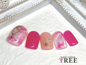ネイルサロン トゥリー(TREE)/ピンク大理石フットアート!