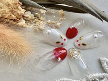 ネイルサロンアンドスクール ラフィーネ 池袋店/和風うさぎネイル◆¥7990