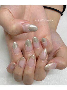ネイルアート ジマー/クリアニュアンスのちぐはぐ