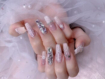 スノーネイルサロン 新宿店(Snow nail salon)/雪の結晶埋め尽くしツイード
