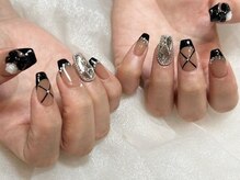 アイネイルズ 三宮店(I nails)/バレーコアブラックバラ￥9500