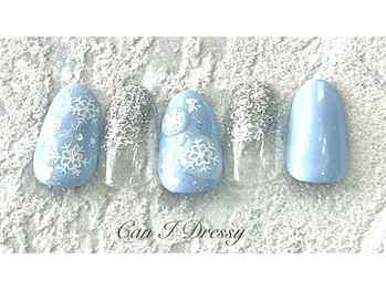 雪景色風ネイル￥7000