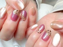 秋、冬人気！ヒョウ柄ネイル☆マグネットネイルと一緒に。