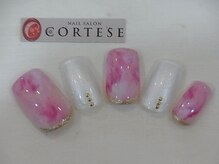 ネイルサロン コルテーゼ 四条烏丸店(CORTESE)/ピンクマーブル・マシンオフ無し