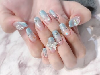 ラルネイル 大宮(Lull. nail)/#カラグラ #星 #月 #リボン