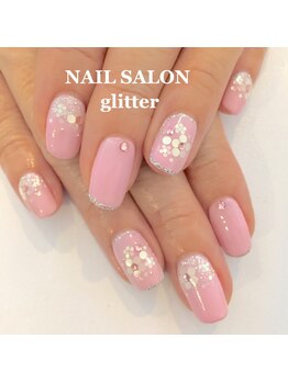 ネイルサロン グリッター(NAIL SALON glitter)/ホログラムのお花ネイル