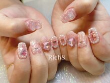 ネイルアンドまつげエクステ リッチエイト 原宿店(Rich8)/ピンクのオーロラキラキラネイル