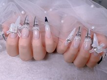 スノーネイルサロン 新宿店(Snow nail salon)/パールチェックリボンハート