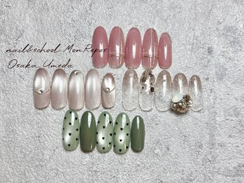 モンルポ 大阪梅田店(MonRepos)の写真/【選べる定額シンプルアート¥6500/持ち込みOK◎10本アート¥8500】毎月変わるサンプルを多数ご用意★