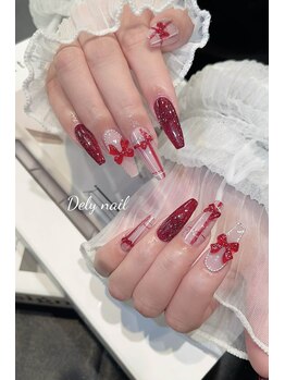 デリーネイル(Dely_nail)/大人可愛いチェックリボンネイル