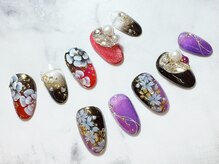 アイボリー(ivory)/和柄ネイル、成人式ネイル