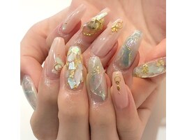 ピンク×ブルーネイル