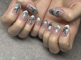 マグネット×リボンnail