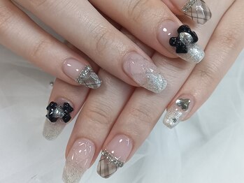 シピ ネイル(Chipi Nail)/ブラックチェック×キルティング