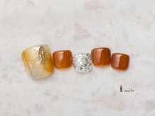 アイネイルズ 横浜EAST店(I-nails)/オレンジニュアンスフットネイル