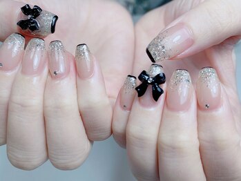 ネイルカラーリリー(Nail Calla Lilly)/black リボンnail*
