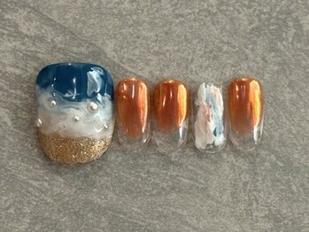 カラネイル 南森町店(calla nail)/オレンジオーロラ