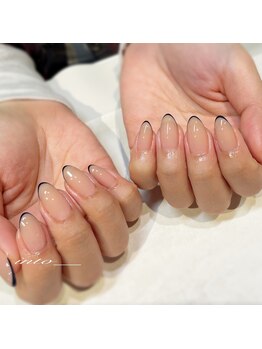 ネイルサロン イントゥ(into_)/スキニーフレンチ　ネイビー