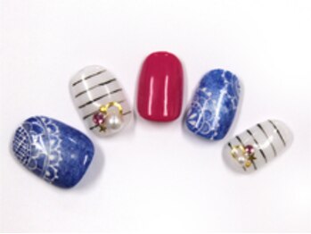 クリスタルネイル ゆめタウン筑紫野店(CRYSTAL NAIL)/ボーダーデニムネイル