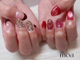 レオパード　赤　秋ネイル