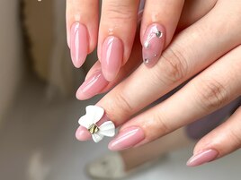 ちゅるんピンク×リボンネイル