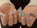 ハート×ドットネイル