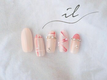 イル 神戸店/チェック×手書きリボン