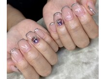 エヌエス ネイルアンドアイブロウ(Ns)/細フレンチ+ビジュー☆