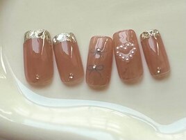 くすみピンクガラスフレンチ