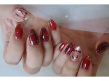 ネイル フライガール(nail FLY GIRL)/赤チェック×リボン