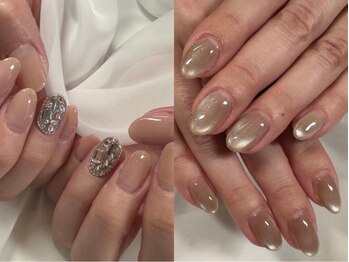 ウィッシュネイル 原宿店(Wish Nail)の写真/ちゅるんカラー♪オフィスにも人気のワンホンコース新規4980円(写真左)★マグネットorフラッシュ新規5980円