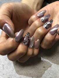 マグネットネイル×ヒョウ柄