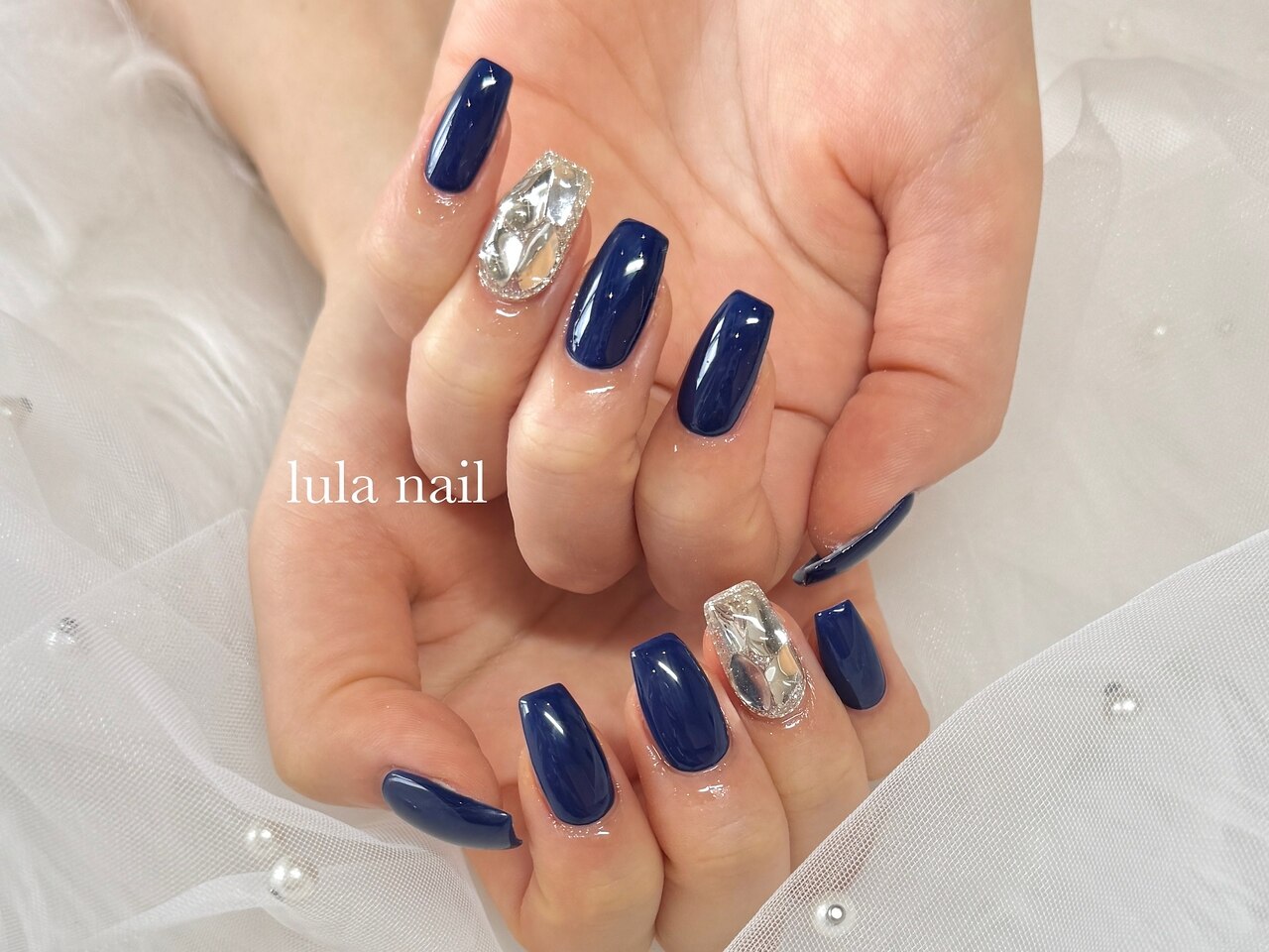 No.345 ネイルチップ　紺　ニュアンス　秋　冬　マグネット　ブライダル No.345 ネイルチップ 紺 ニュアンス 秋 冬 マグネット