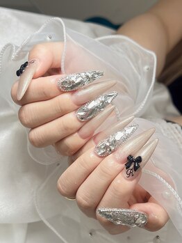 ビジューネイルズ 西川口店(bijou nails)/埋め尽くし＆リボンネイル