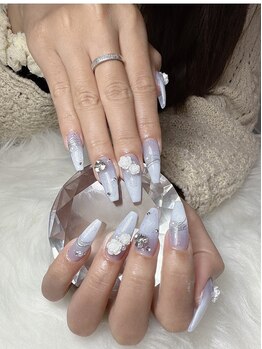 アウラ ネイル(Aura Nail)の写真/スカルプで叶える憧れロング！長さだしも大歓迎♪パーツも豊富で個性的なネイルを上前津駅すぐで◎