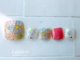 カラフルお花ネイル