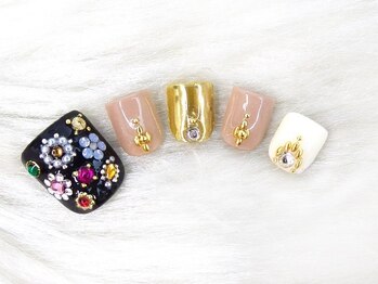 アンジェヴォーグ 名古屋本店(Angevogue)/フラワービジュー×ミラーネイル